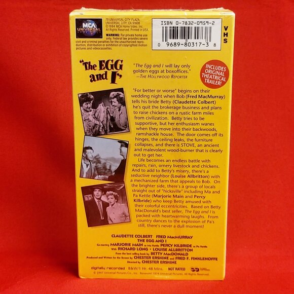 The Egg and I VHS 1997 New Sealed - Picture 2 of 8